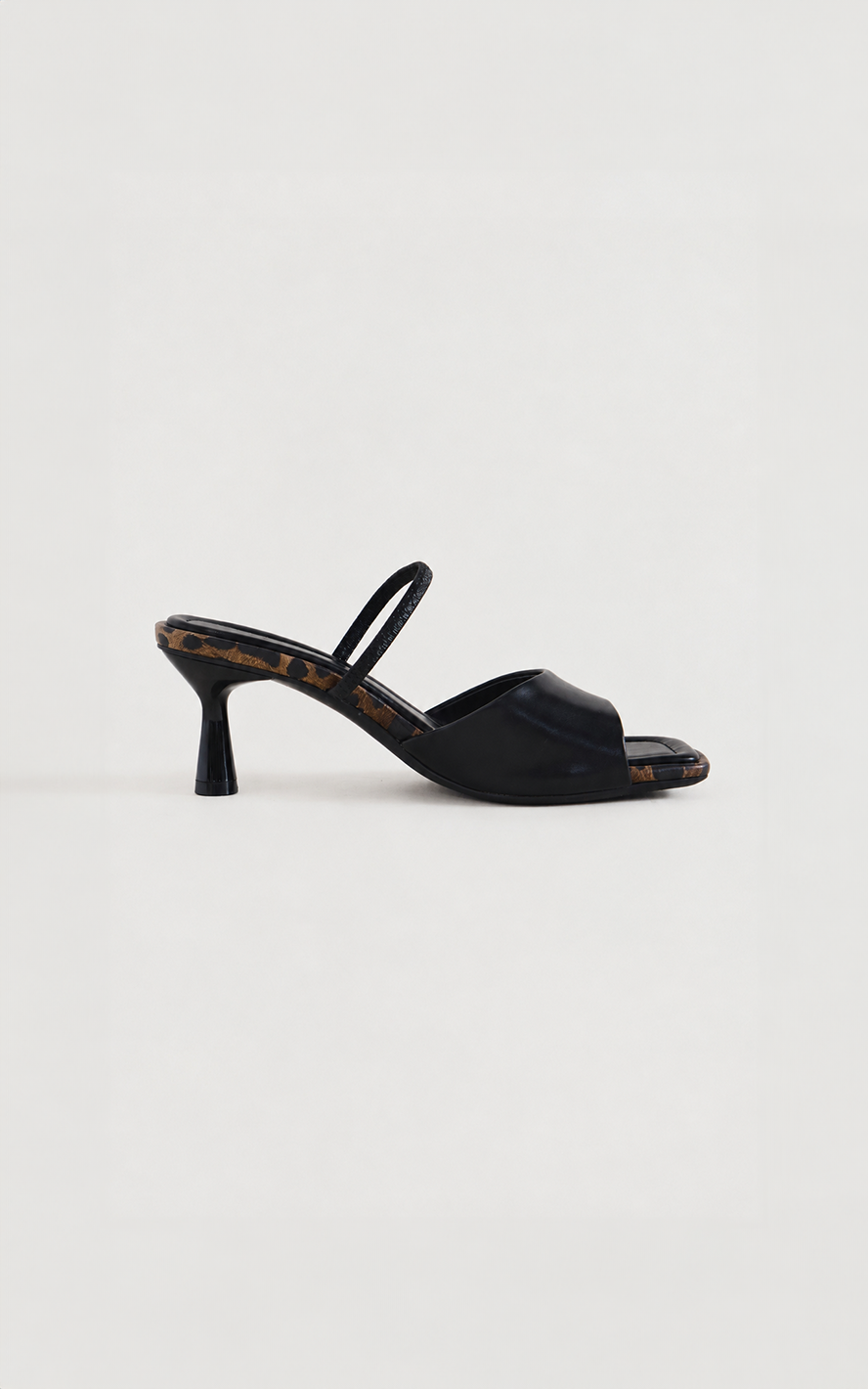 Geneia Mule Heels - Black Leopard Print