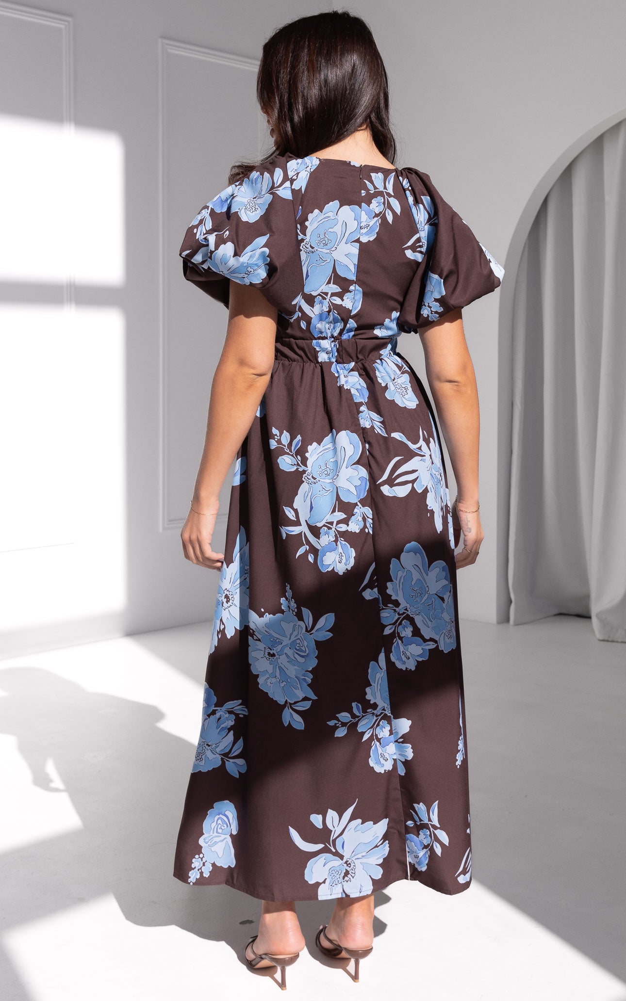 Georgie Maxi Dress - Chocolate Blue Floral