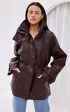 (PREORDER) Gianna PU Parka - Wine Texture