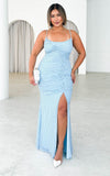 Gracie Maxi Dress - Blue Brown Polka Dot