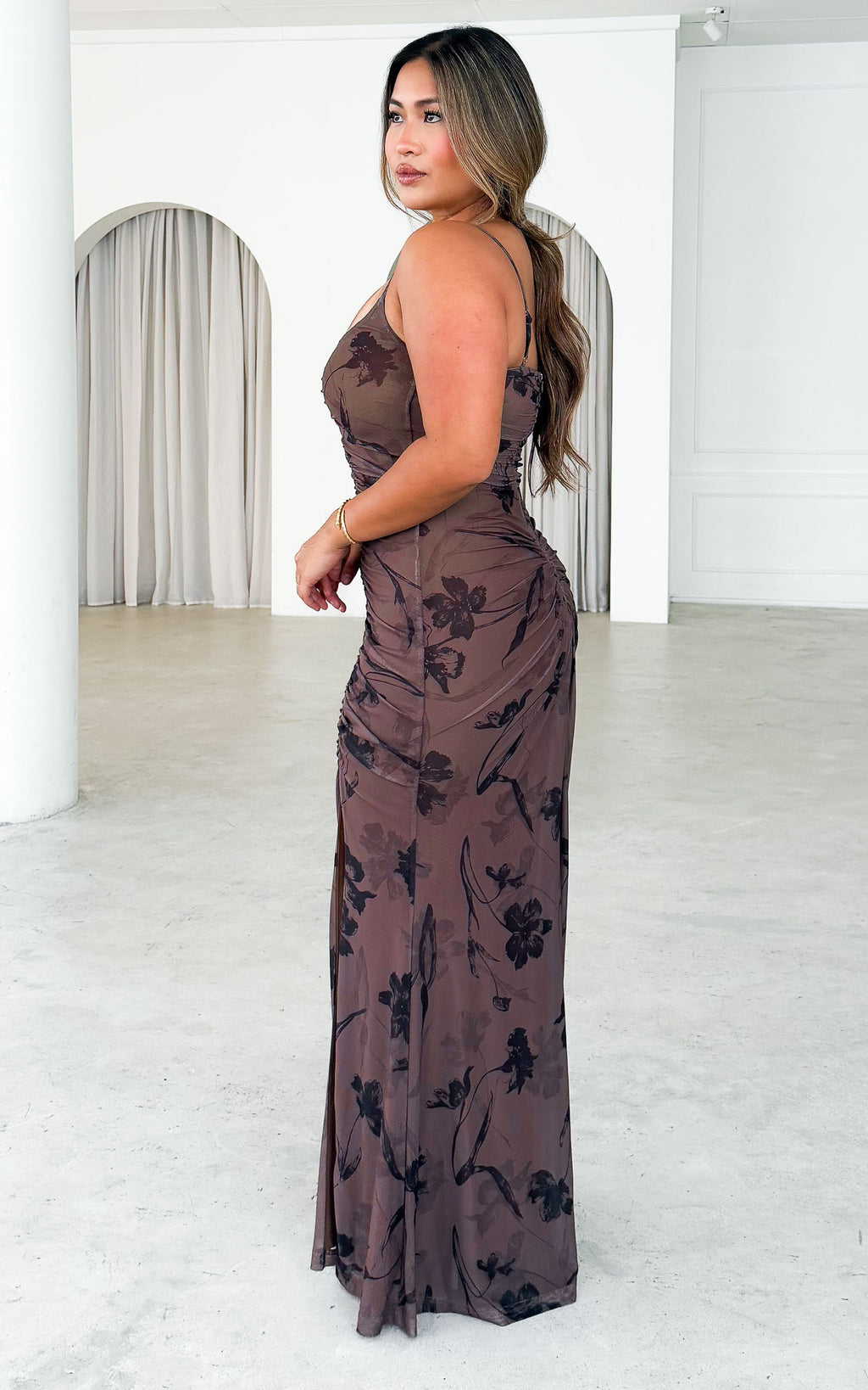 Gracie Maxi Dress - Brown Floral