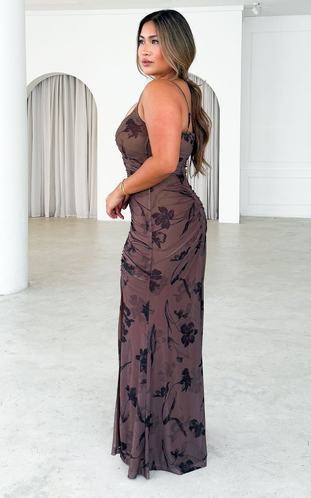Gracie Maxi Dress - Brown Floral