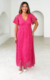 Haizlee Lace Maxi Dress - Hot Pink