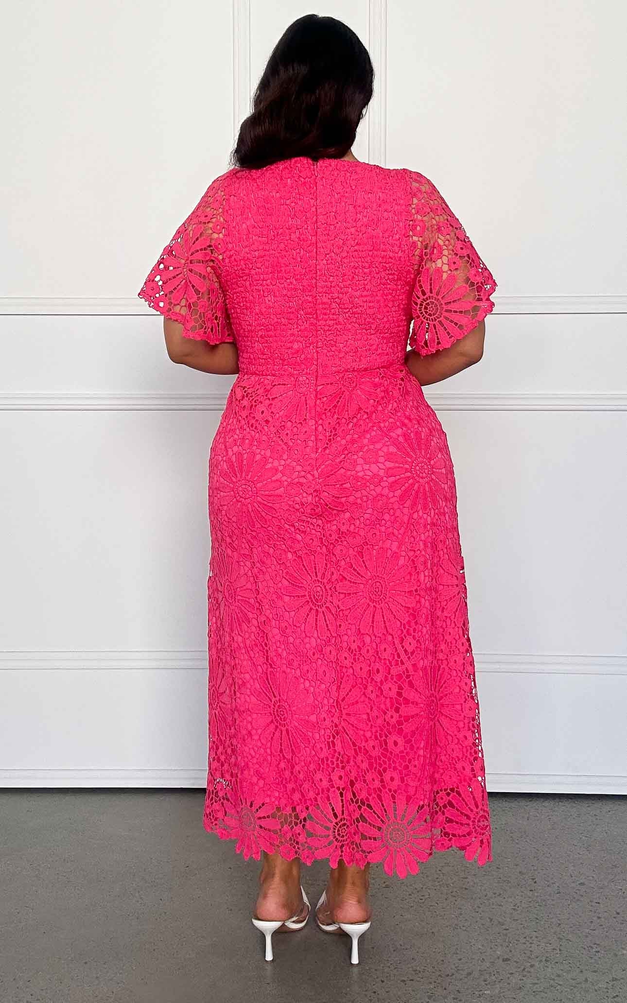 Haizlee Lace Maxi Dress - Hot Pink
