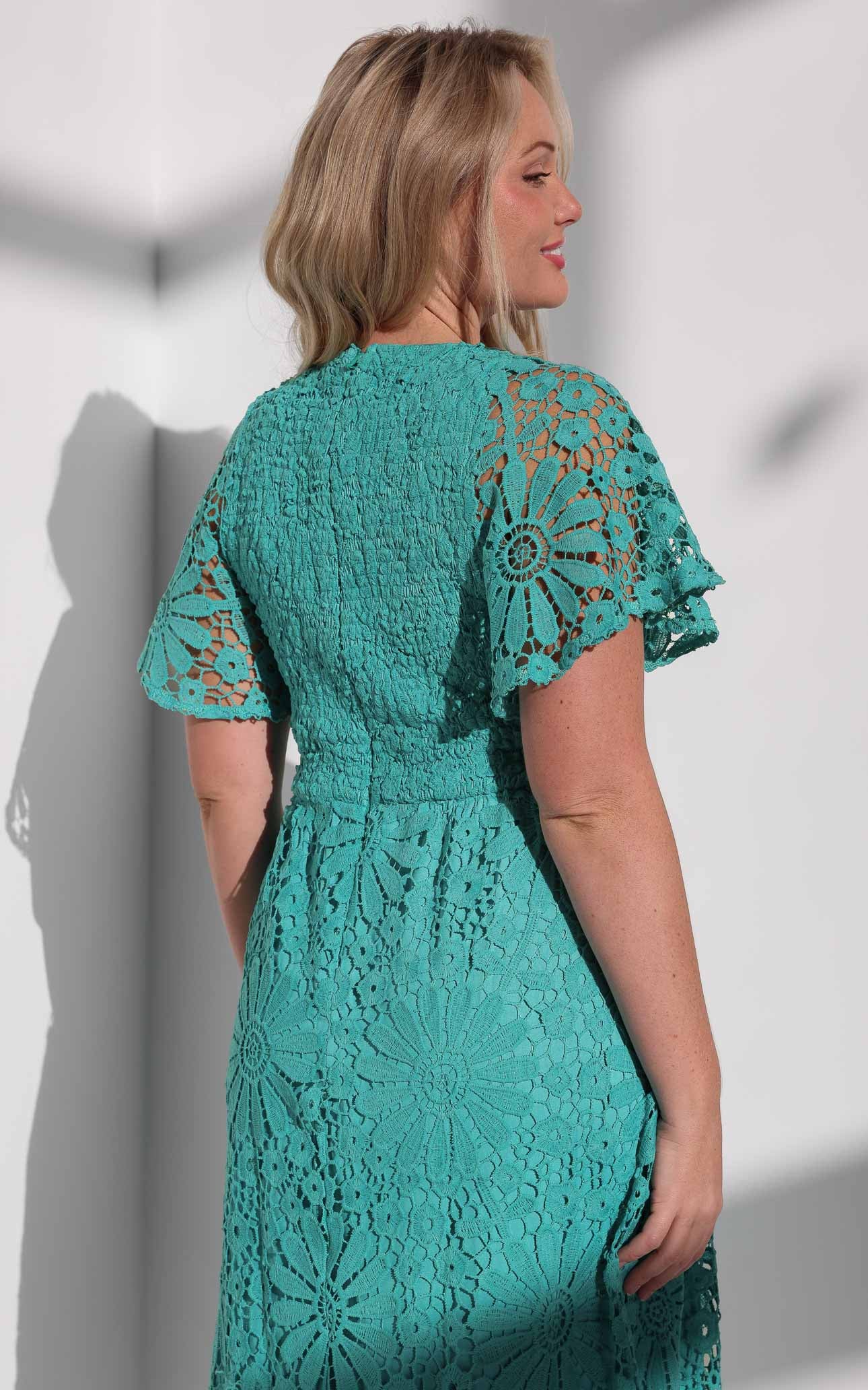 Haizlee Lace Maxi Dress - Turquoise
