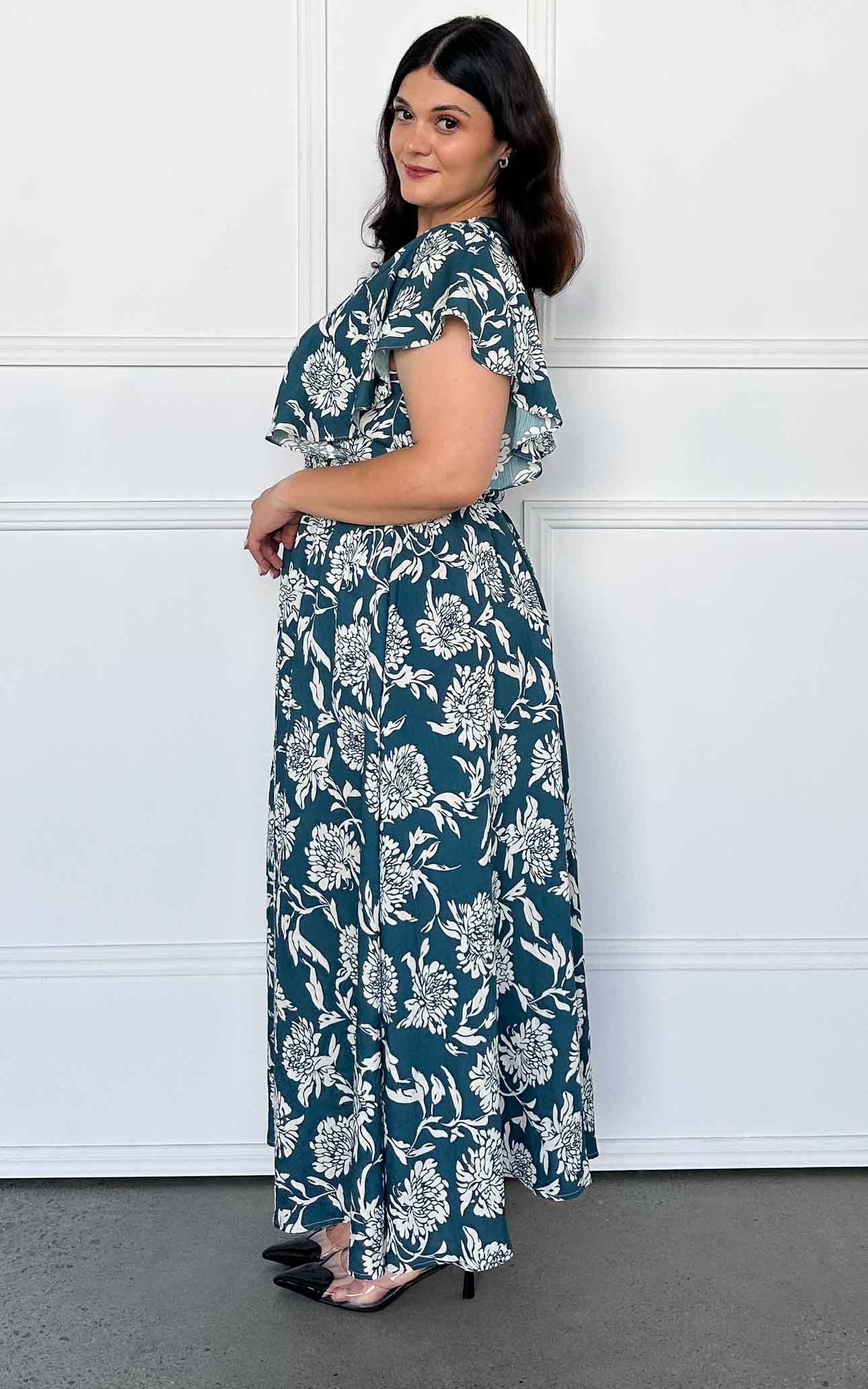 Harlem Maxi Dress - Teal Floral