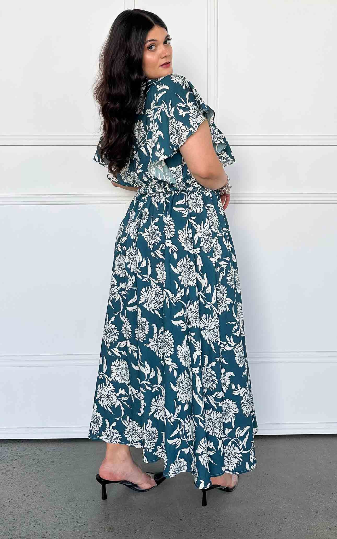 Harlem Maxi Dress - Teal Floral