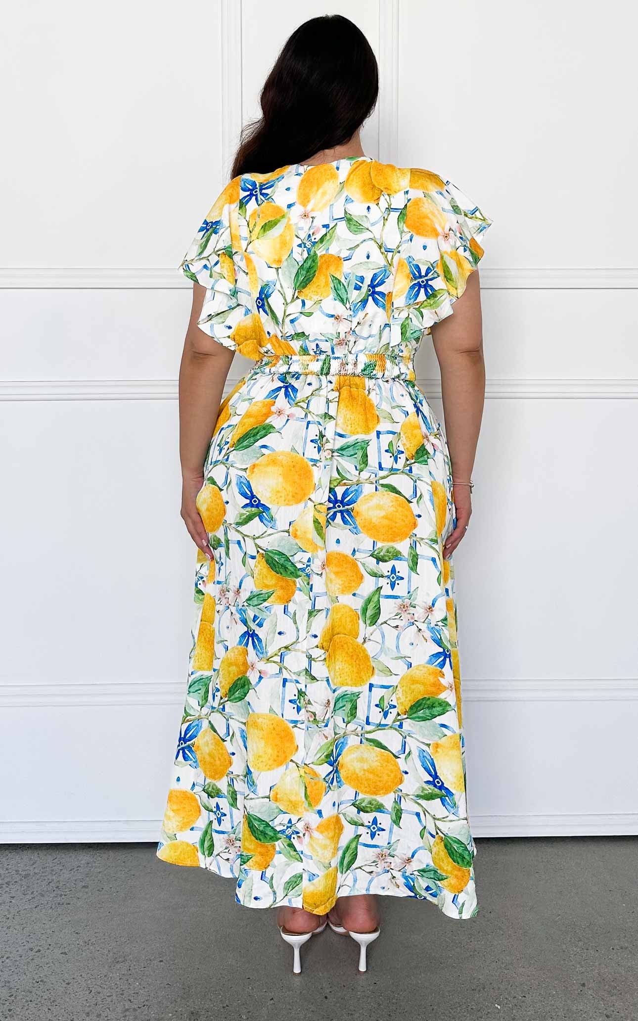 Harlem Maxi Dress - White Lemon Print