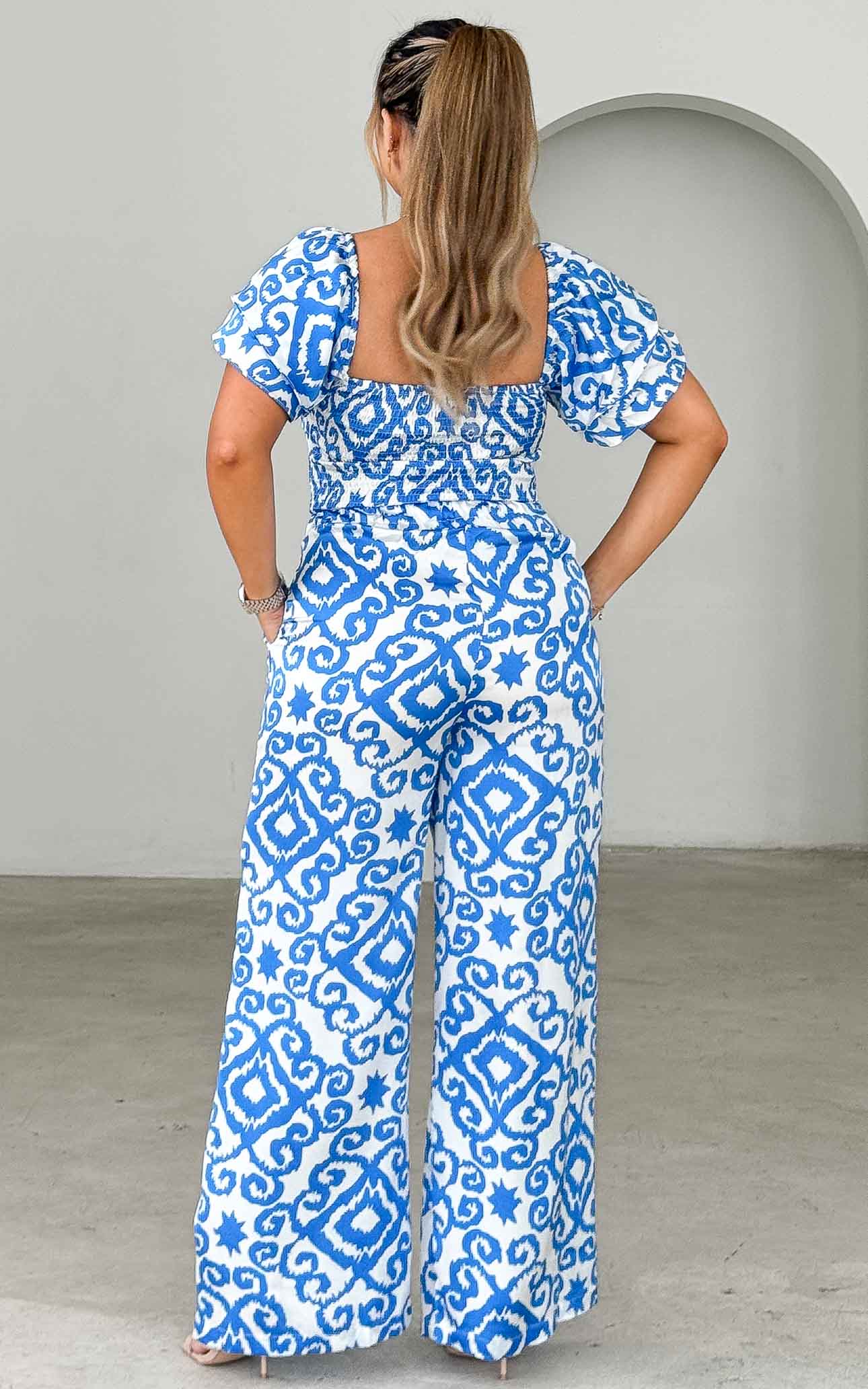 Harley Wide Leg Jumpsuit - Blue Print