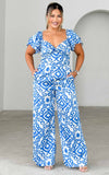 Harley Wide Leg Jumpsuit - Blue Print