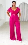 Harley Belted Wide Leg Jumpsuit - Hot Pink