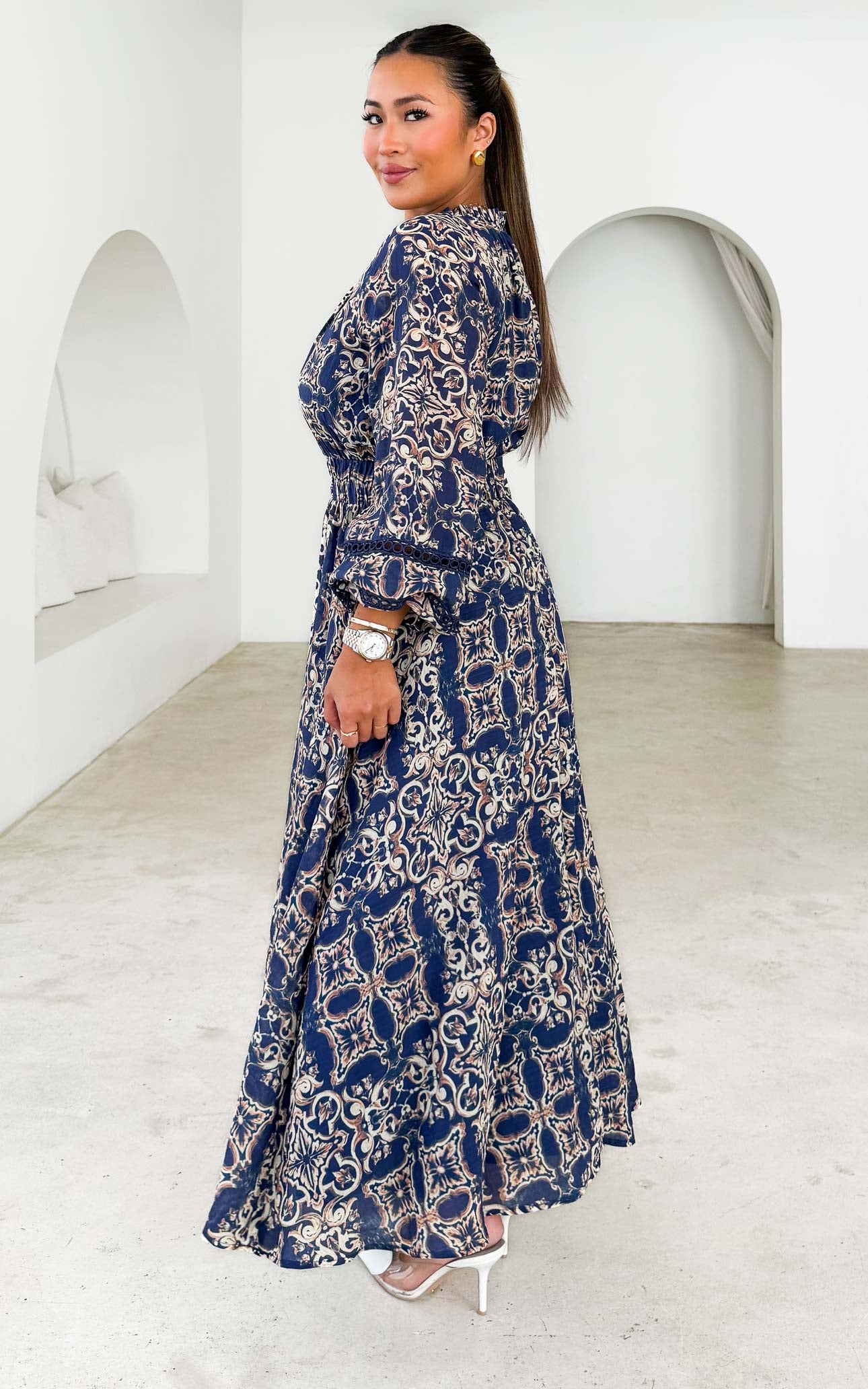 Harriet Maxi Dress - Navy Print