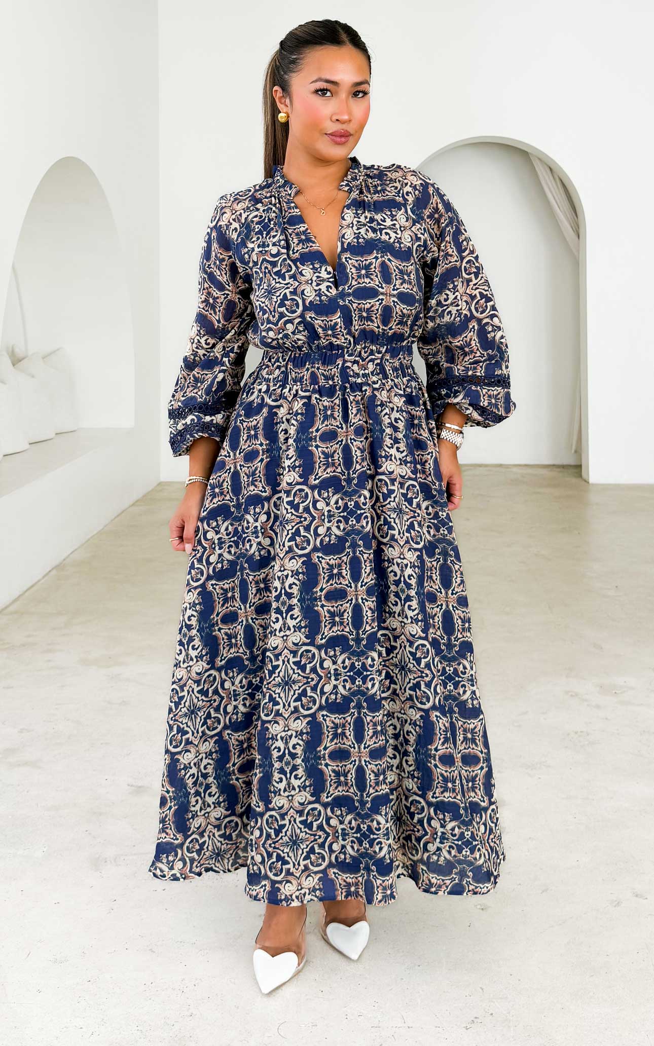 Harriet Maxi Dress - Navy Print