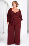 Harry Wide Leg Jumpsuit - Wine Texture