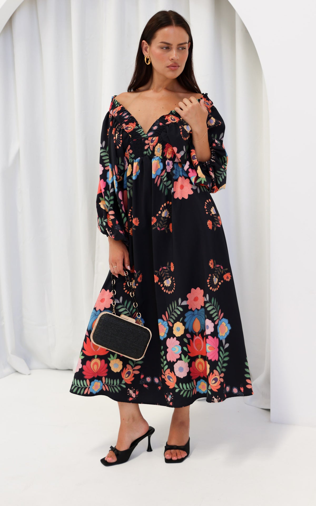 Hartley Maxi Dress - Black Multi Floral