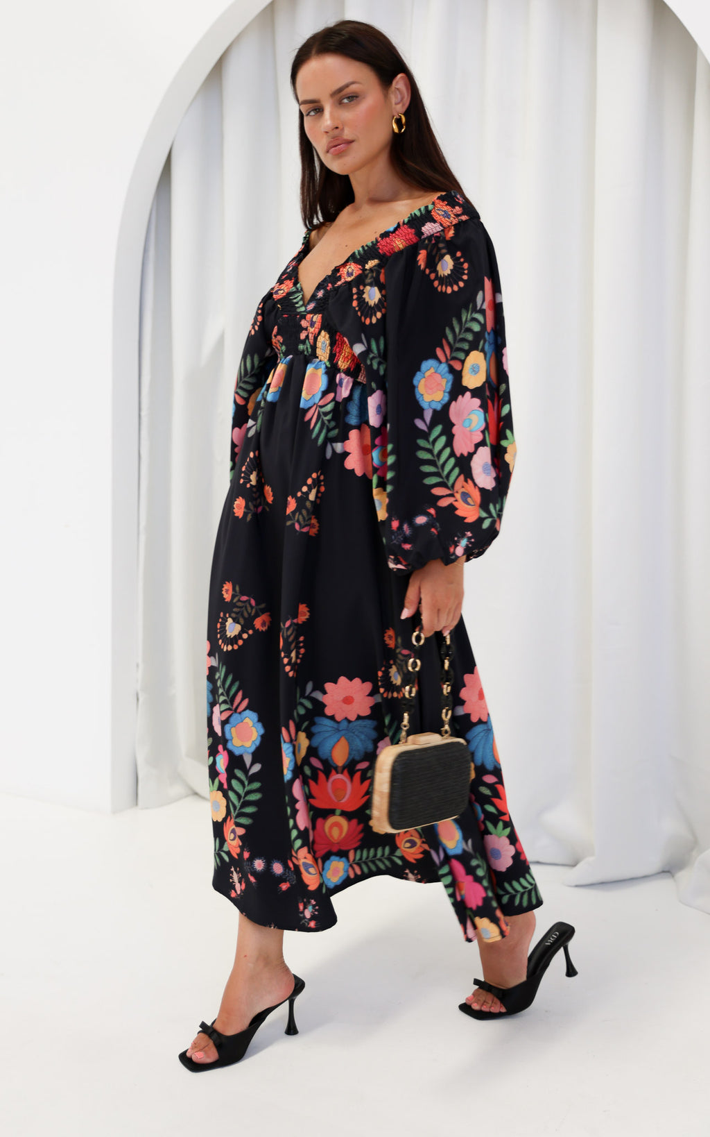Hartley Maxi Dress - Black Multi Floral