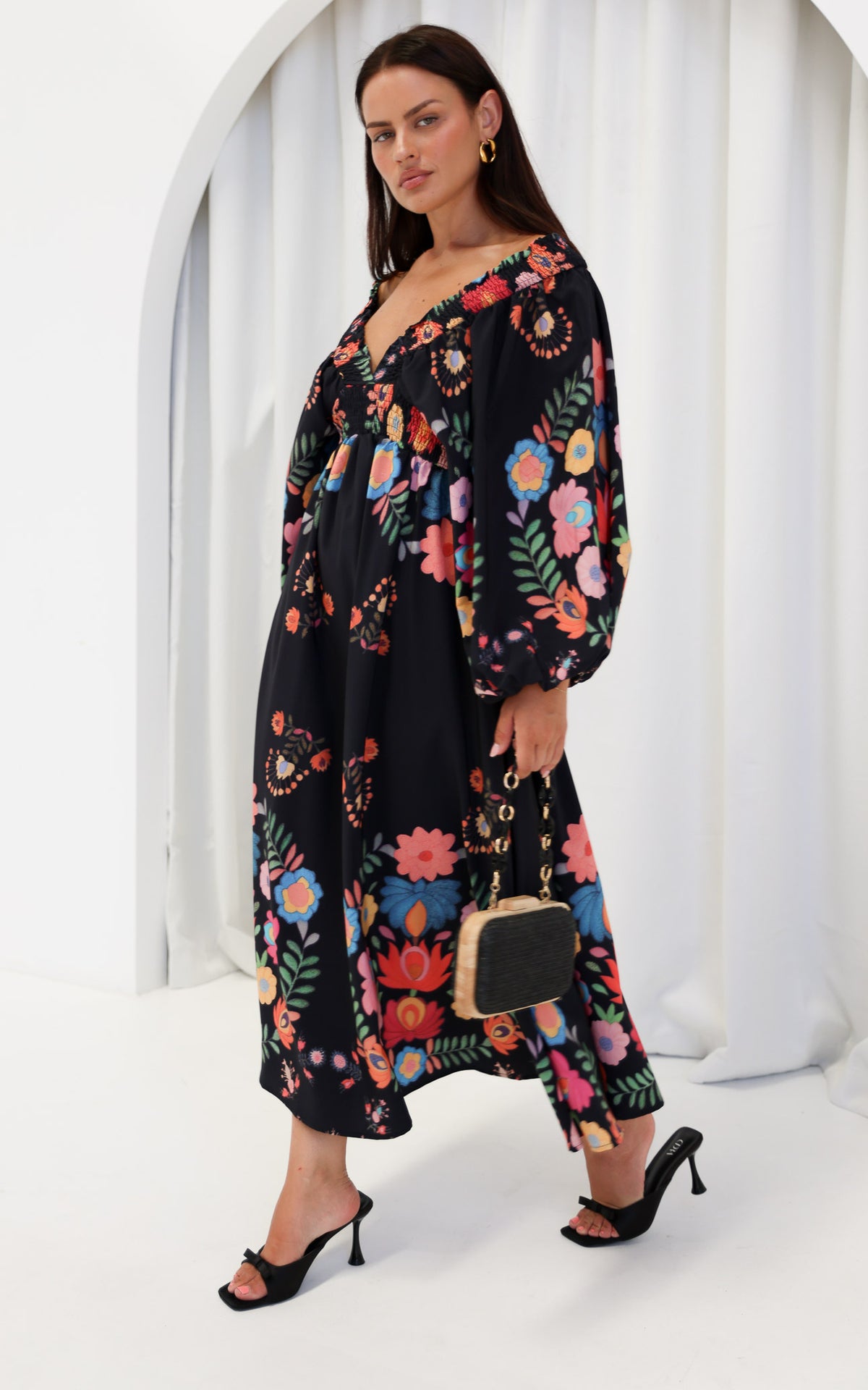 Hartley Maxi Dress - Black Multi Floral