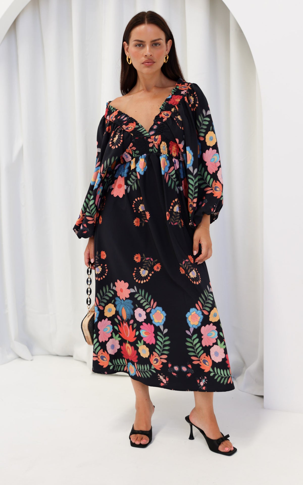 Hartley Maxi Dress - Black Multi Floral