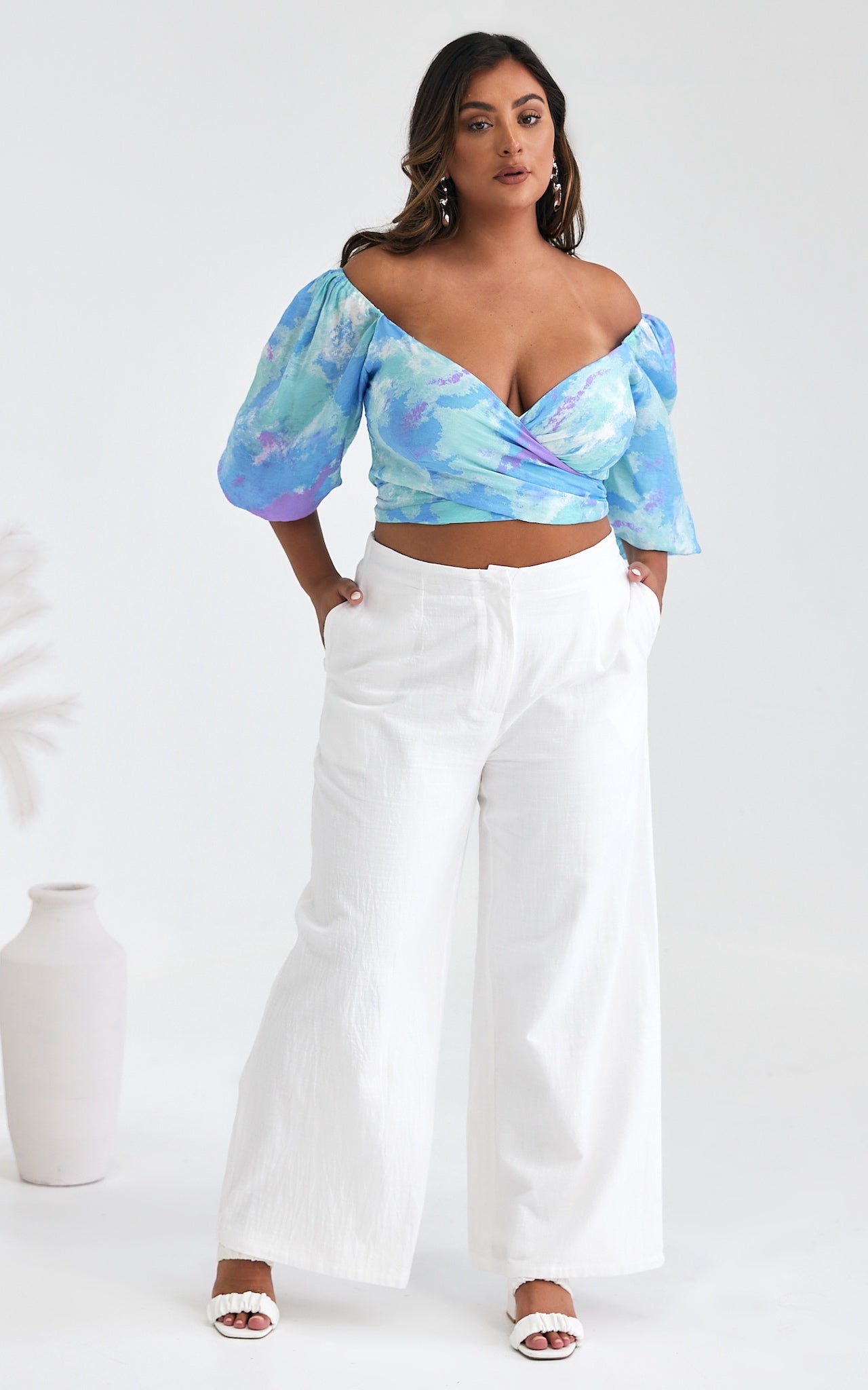 Havana Wrap Crop Top - Blue Lilac Multi