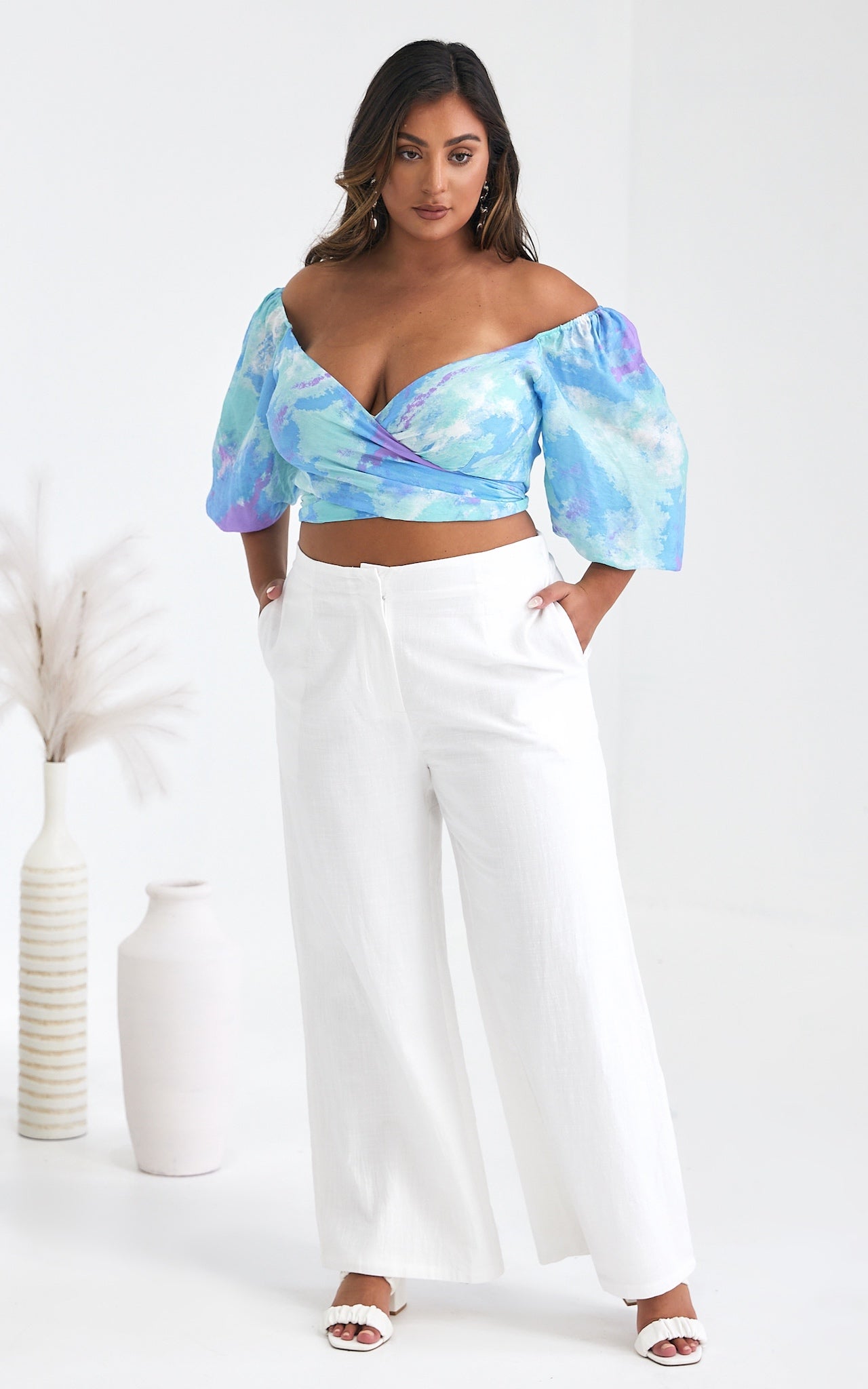 Havana Wrap Crop Top - Blue Lilac Multi