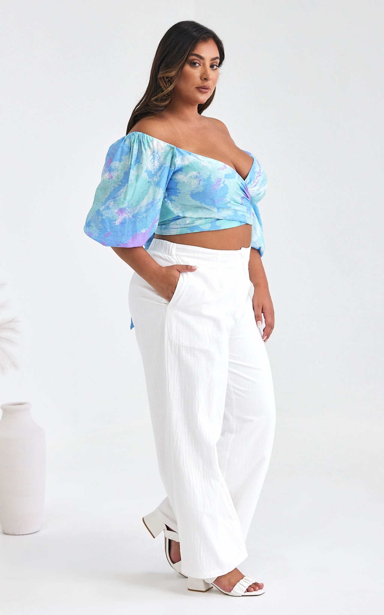 Havana Wrap Crop Top - Blue Lilac Multi