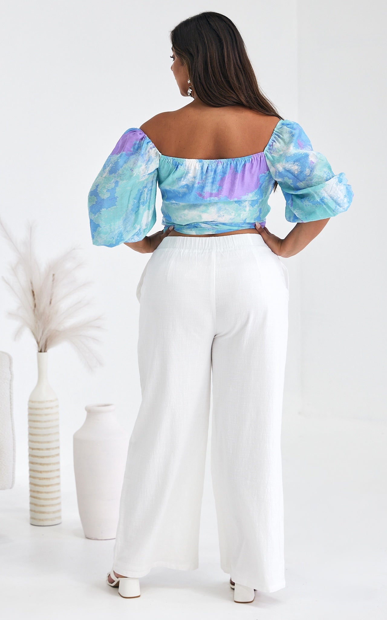 Havana Wrap Crop Top - Blue Lilac Multi