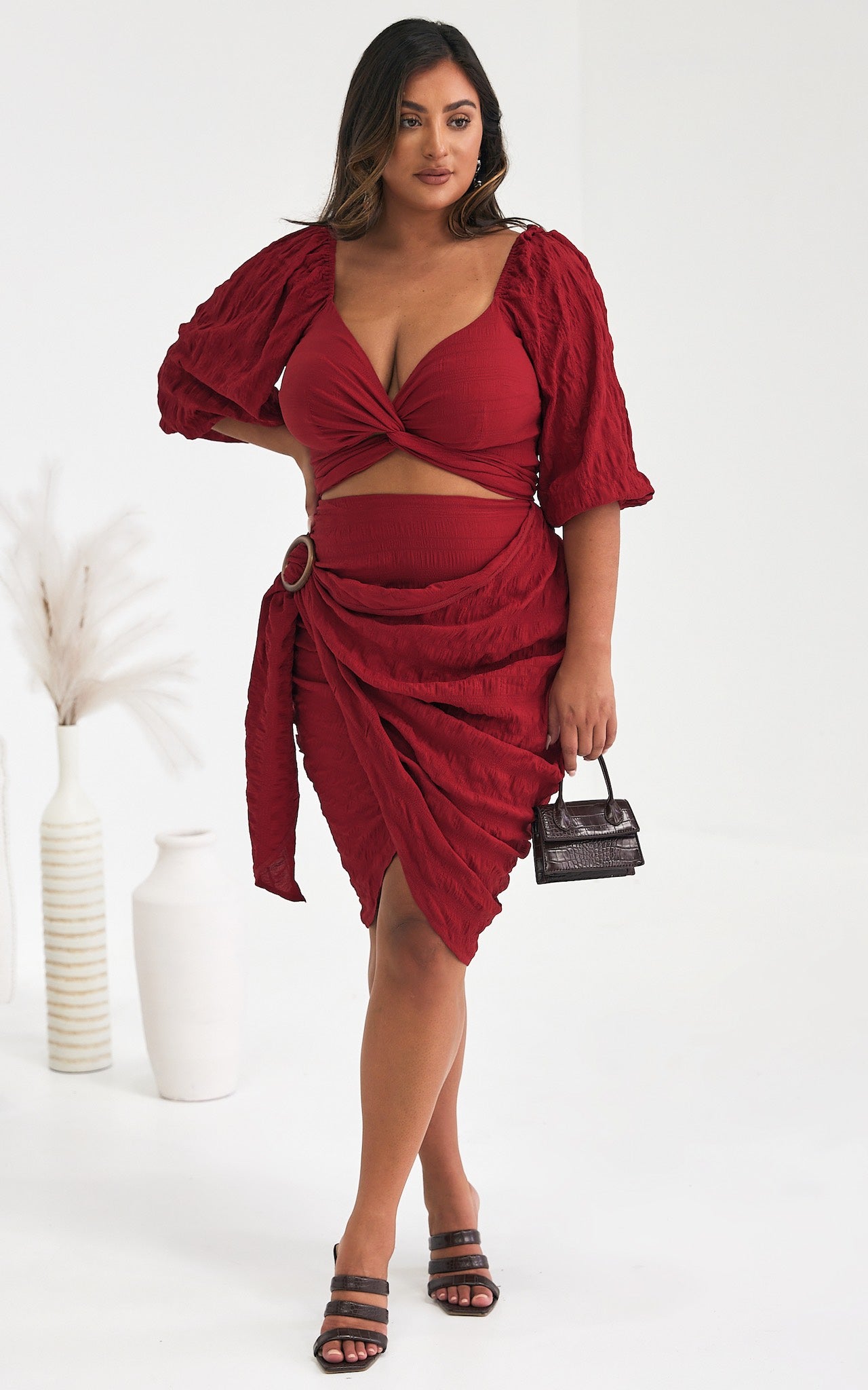 Havana Wrap Midi Skirt - Ruby Red