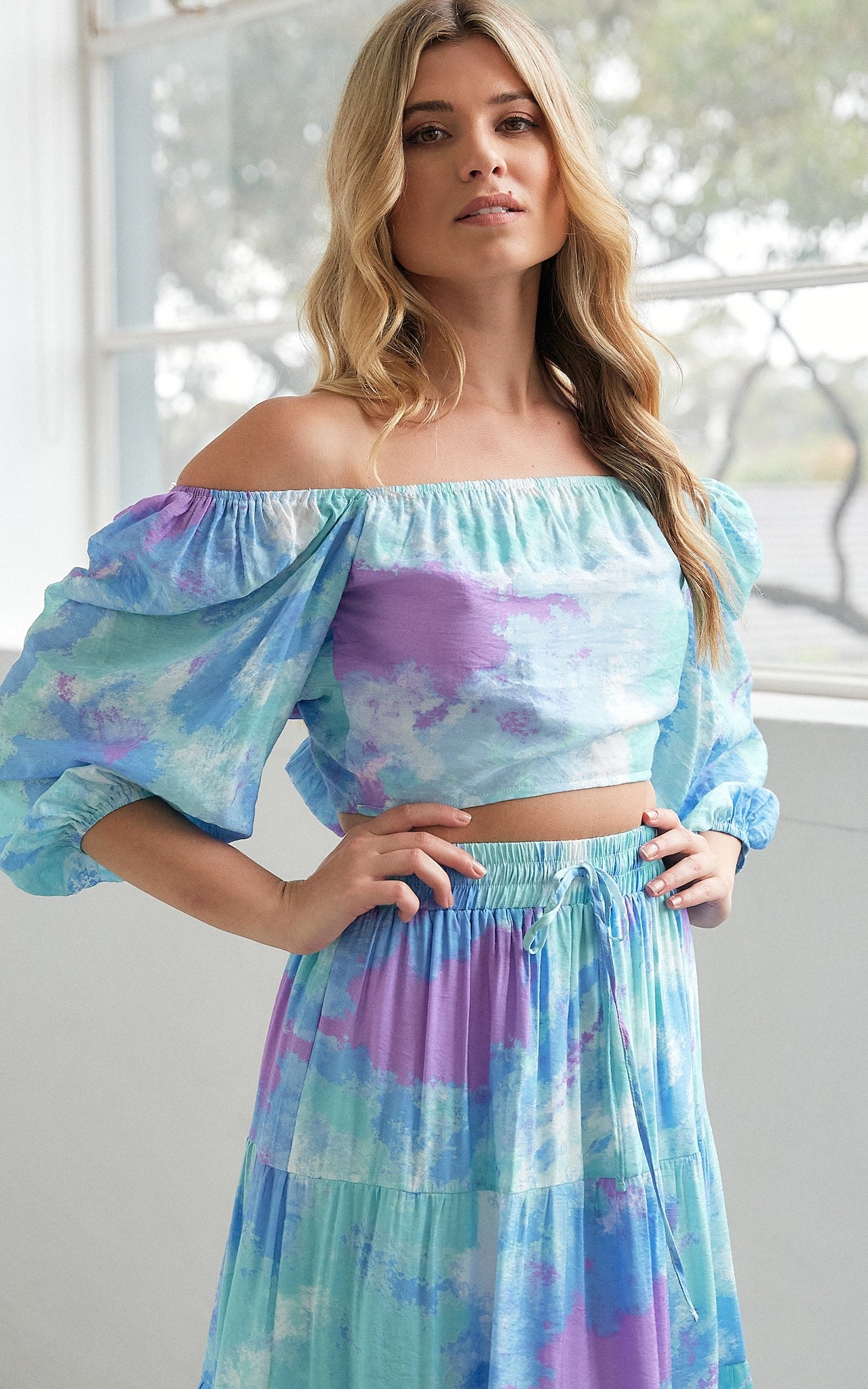 Havana Wrap Crop Top - Blue Lilac Multi