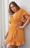 Haven Wrap Dress - Mustard Spots