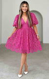 Hazelle Floral Lace Dress - Hot Pink