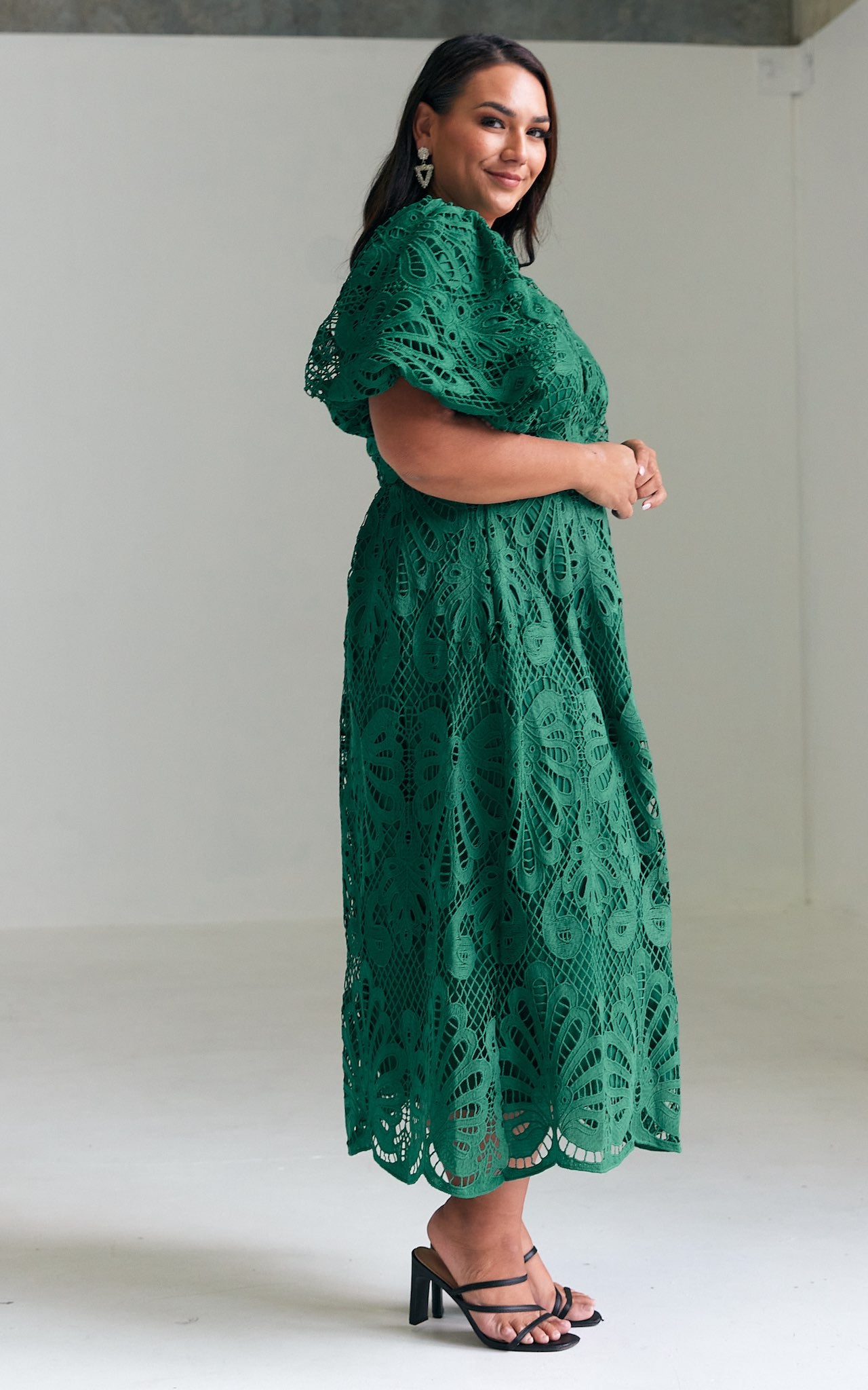 Hazelle Lace Maxi Dress - Emerald Green