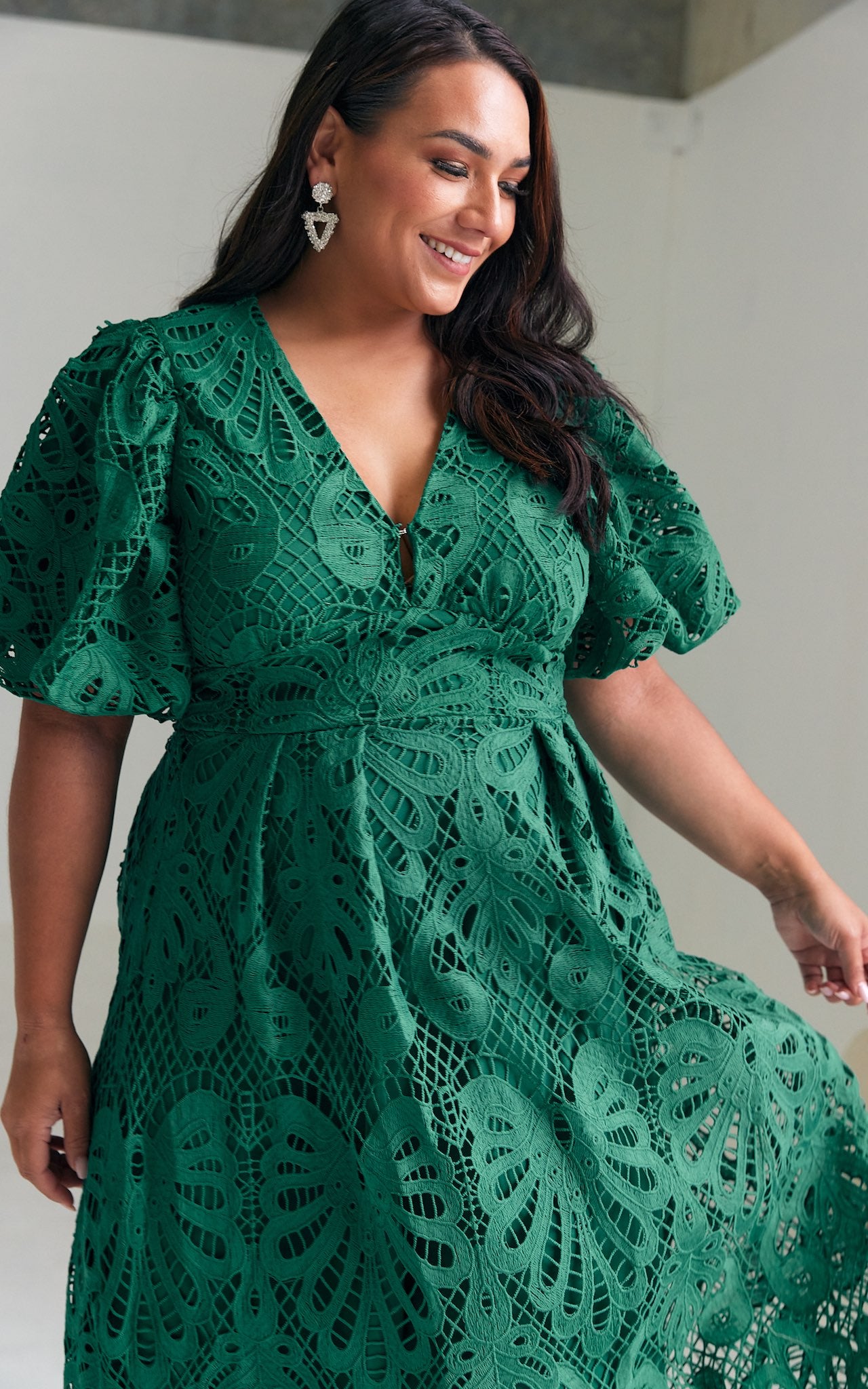 Hazelle Lace Maxi Dress - Emerald Green