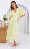 Hazelle Lace Maxi Dress - Lemon Yellow