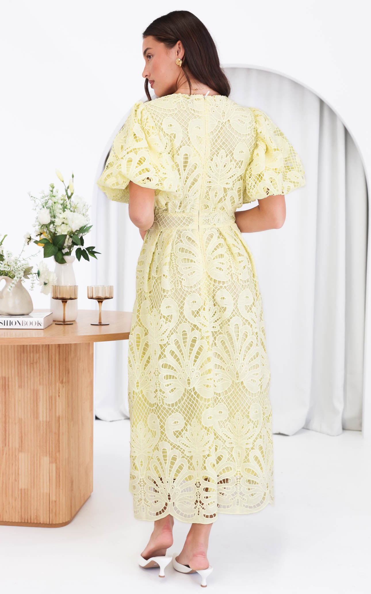 (Preorder) Hazelle Lace Maxi Dress - Lemon Yellow