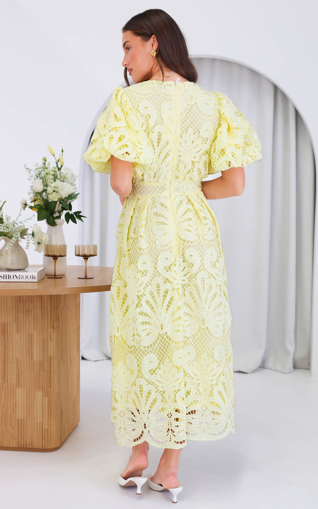 Hazelle Lace Maxi Dress - Lemon Yellow