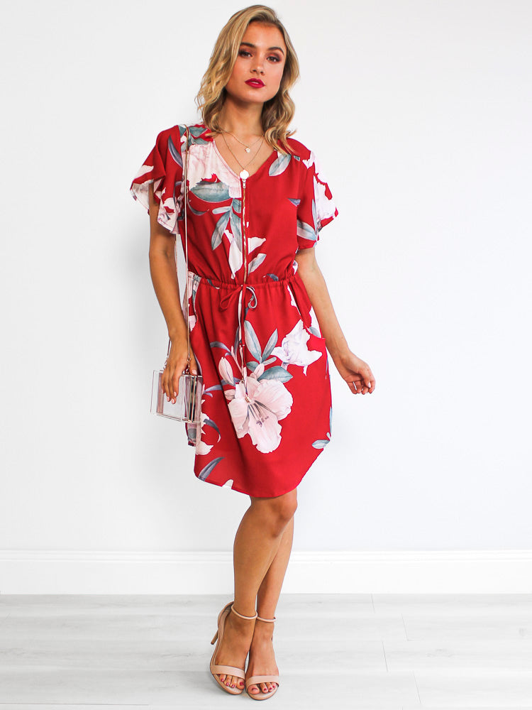 Heather Dress - Red Floral