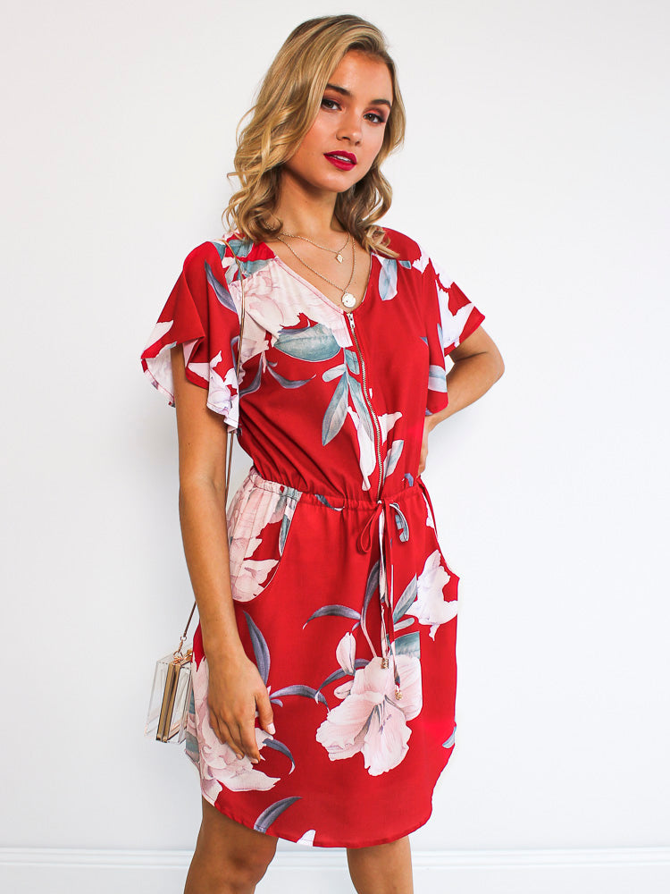 Heather Dress - Red Floral