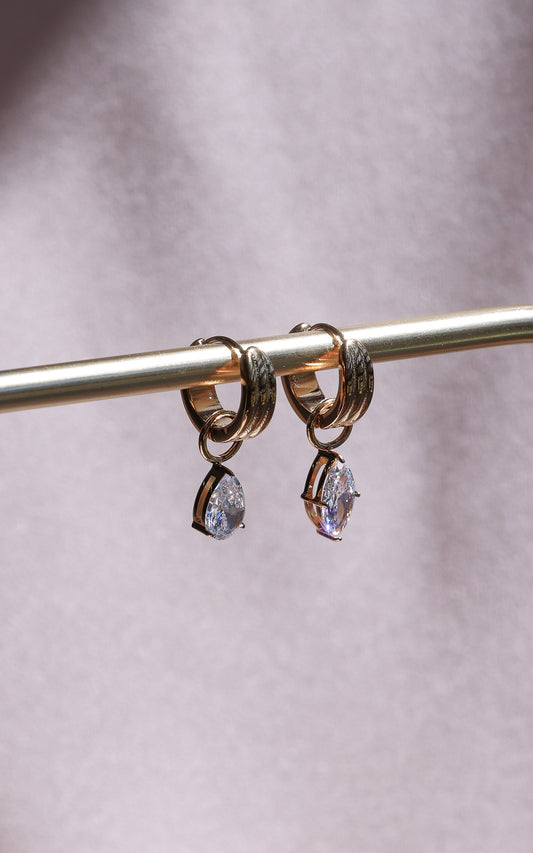 Heera Hoop Charm Earrings - Gold Mix Match Stone