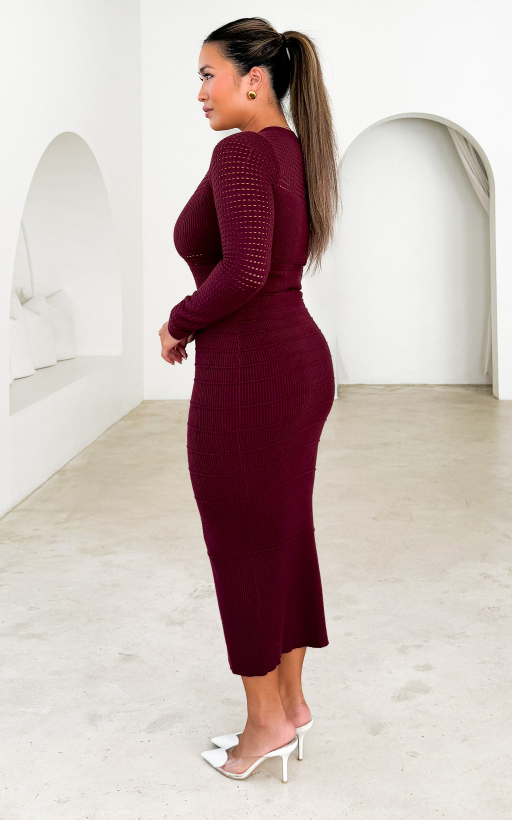 Hewitt Knit Maxi Dress - Wine Plum