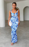 Highland Mesh Maxi Dress - Blue Floral