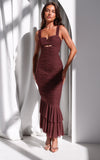 Highland Mesh Maxi Dress - Chocolate Brown
