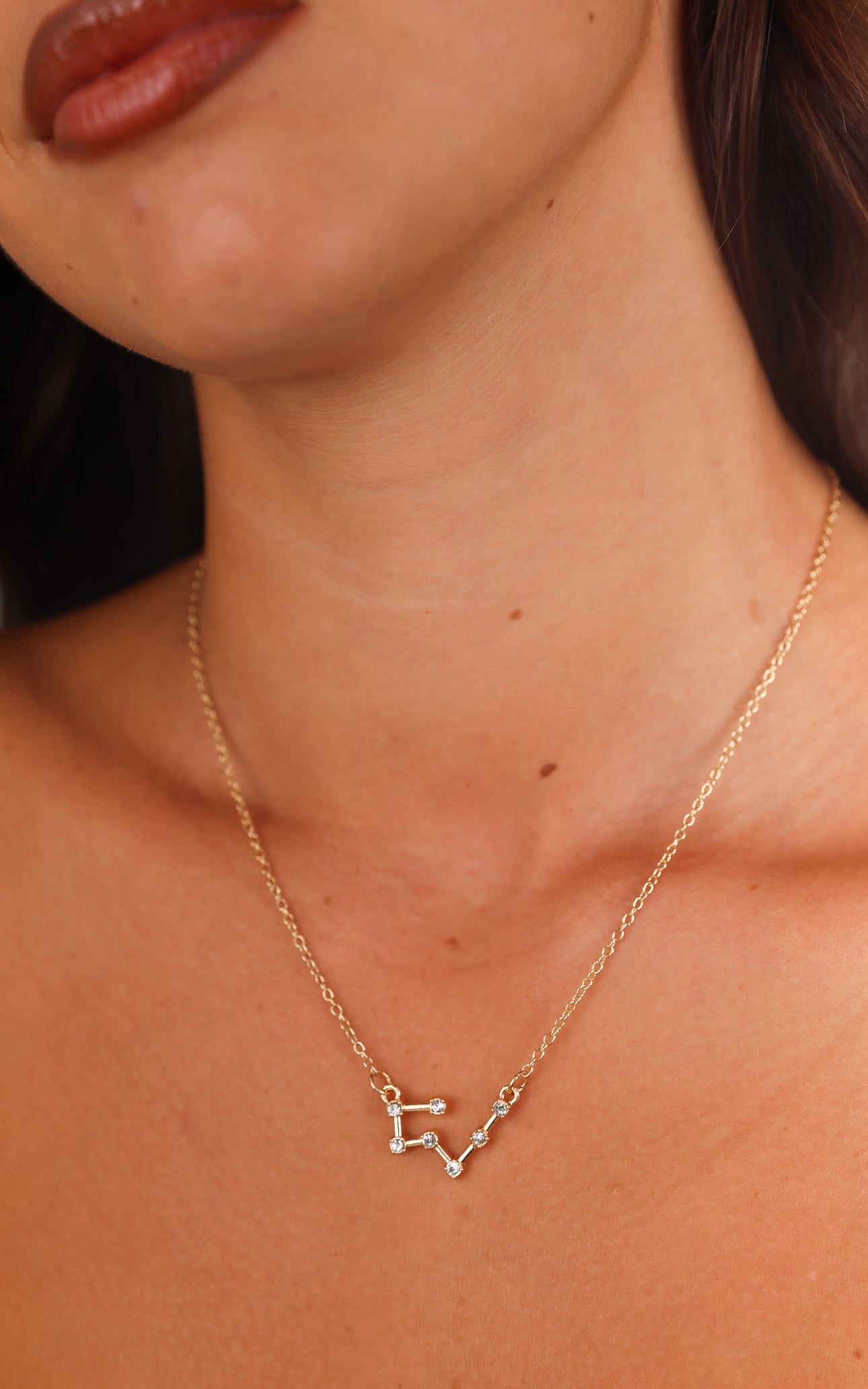 Horoscope Constellation Necklace - Gold Rhinestone