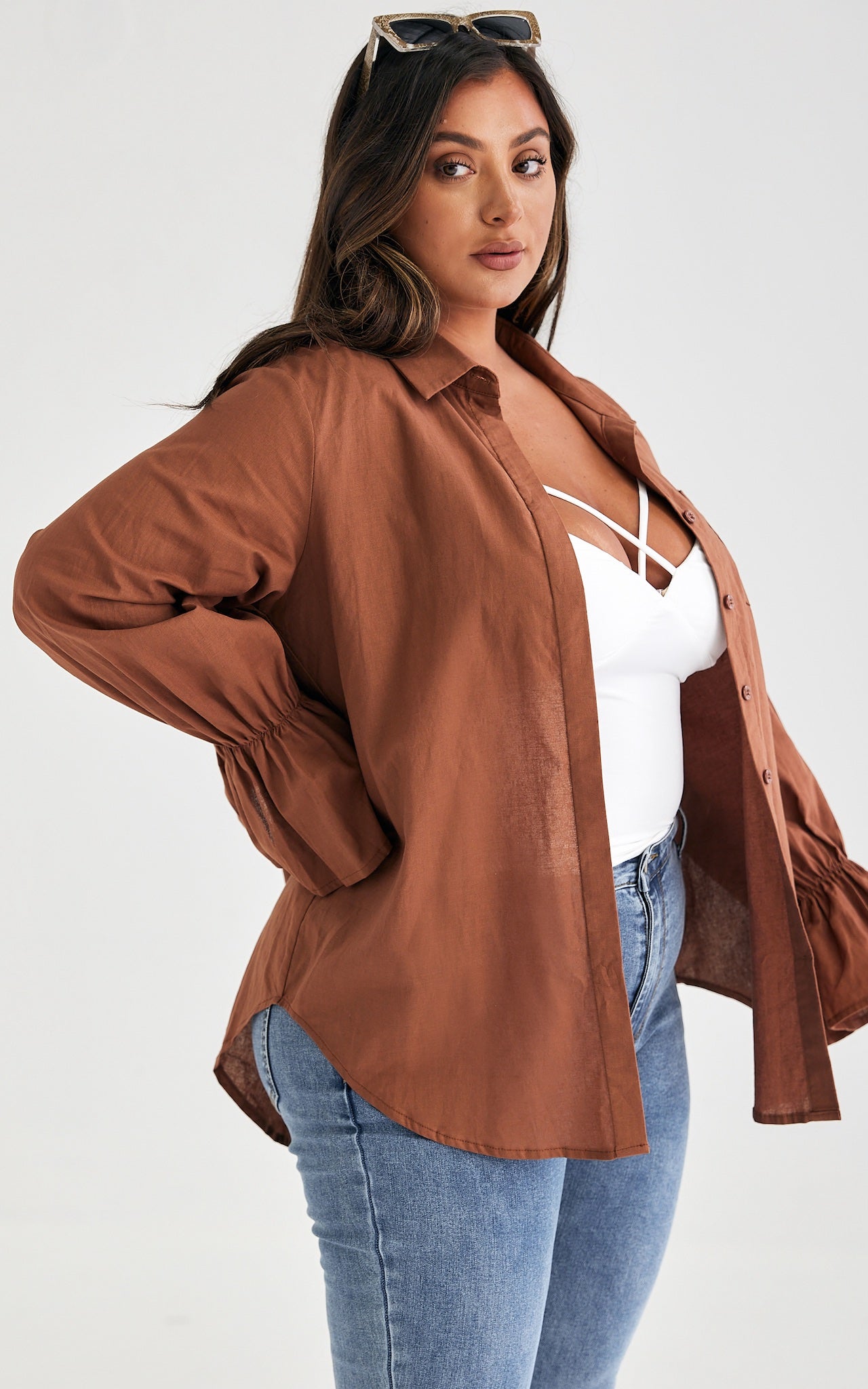 Howl Shirt Blouse - Chocolate Brown