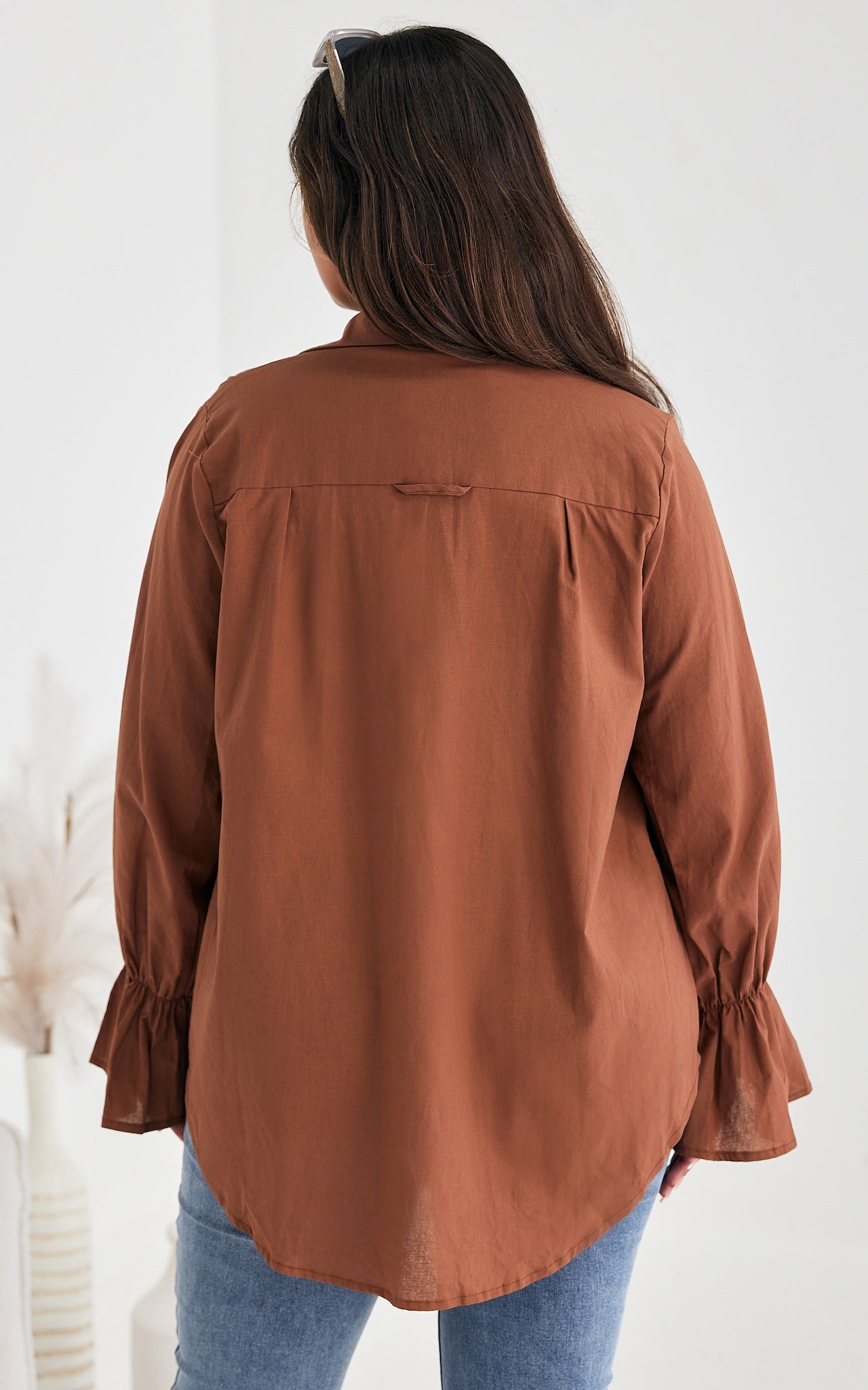 Howl Shirt Blouse - Chocolate Brown