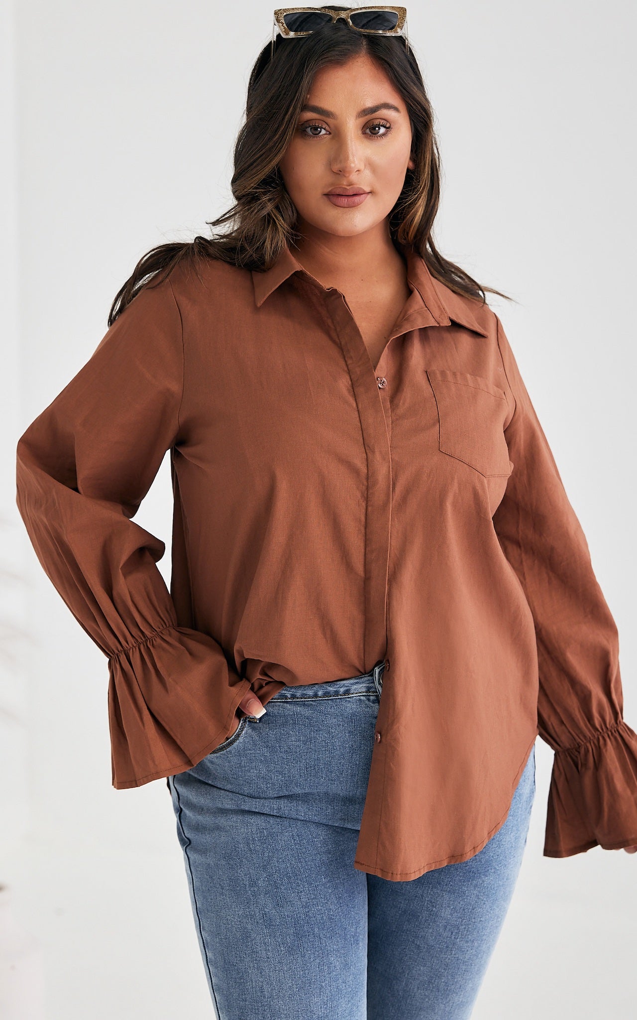 Howl Shirt Blouse - Chocolate Brown