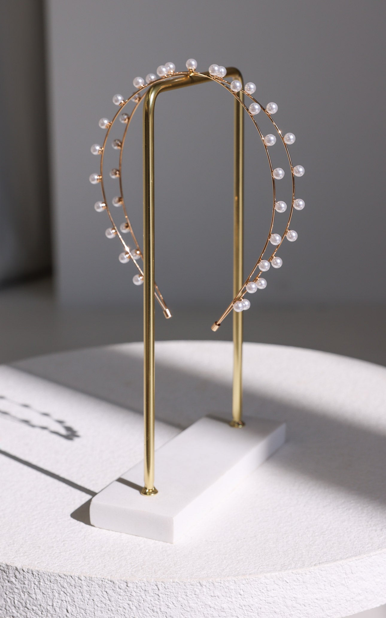 Harlow Crossover Headband - Gold Pearl