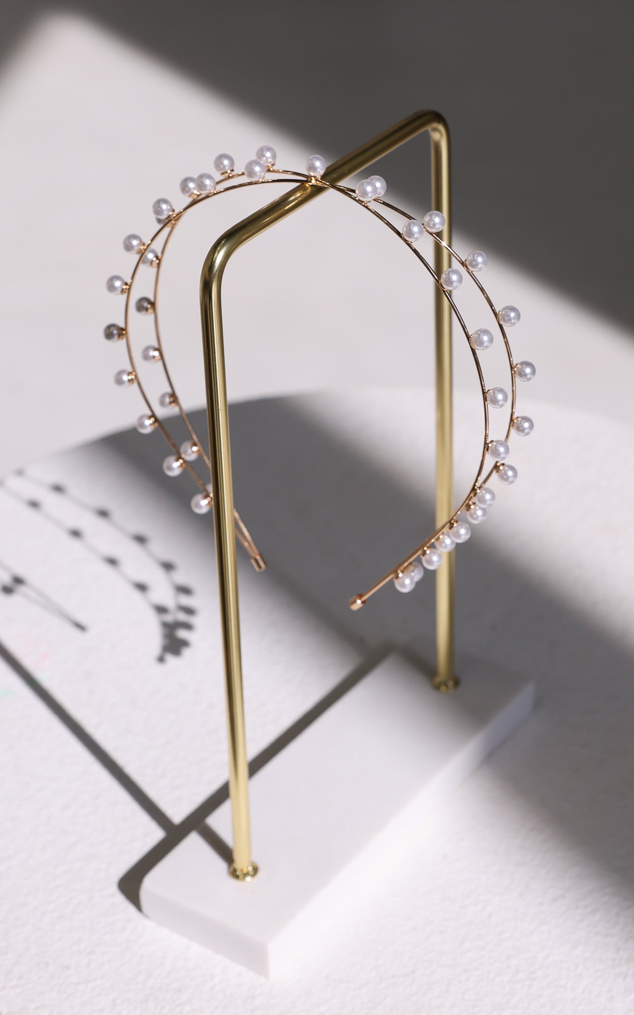 Harlow Crossover Headband - Gold Pearl