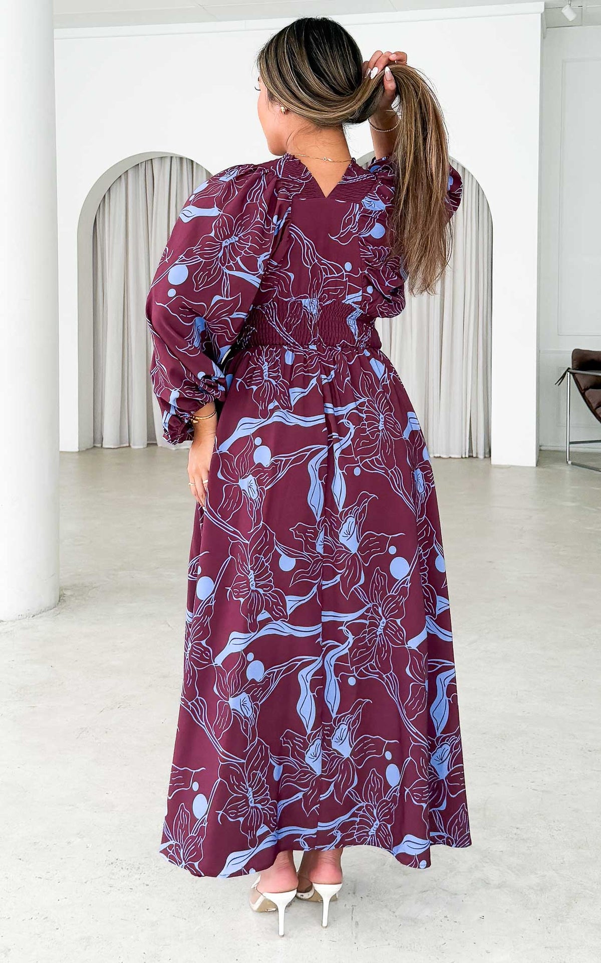Hartley Maxi Dress - Wine Blue Floral