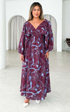Hartley Maxi Dress - Wine Blue Floral