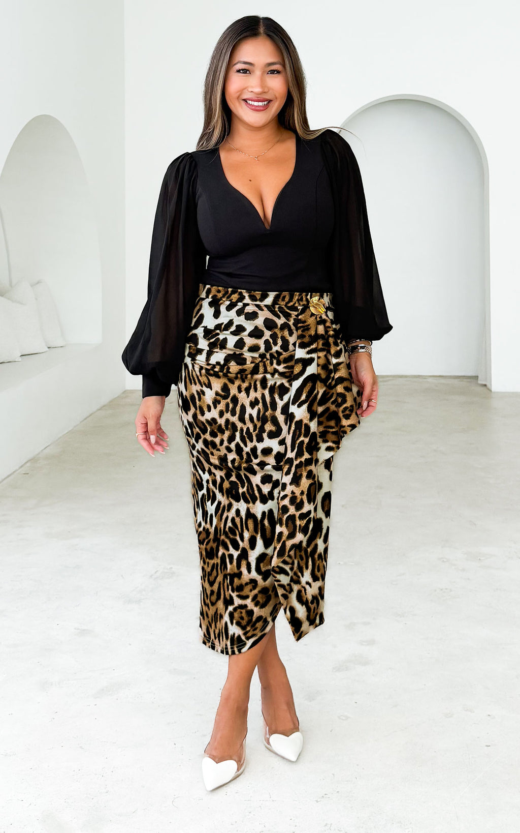 Indra Midi Skirt - Leopard Print